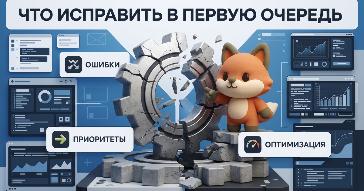 Обложка статьи: Поисковая оптимизация сайта: что чинить в первую очередь